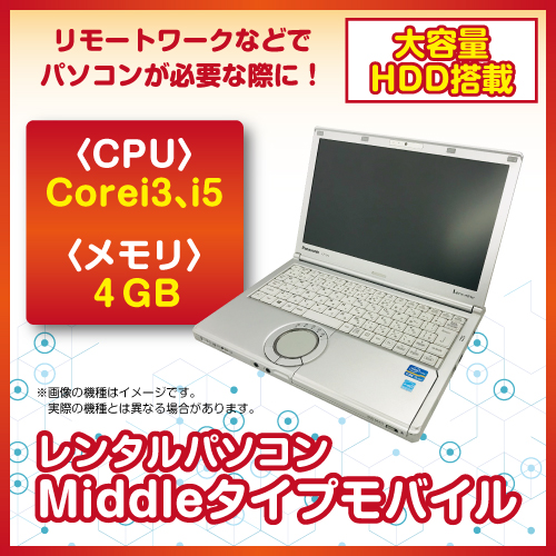 【レンタルノートパソコン】WEBカメラ搭載ノートPCスタンダードーモデル30日間【法人様限定】